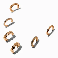 Claire's Anneaux-Boucles d'oreilles empilables texturées couleur dorée - Lot de 3