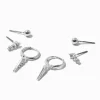 Claire's Anneaux|Clous D'oreilles-Boucles d'oreilles empilables en pointe avec décoration couleur argentée - Lot de 3
