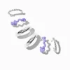 Claire's Anneaux-Boucles d'oreilles empilables anneaux violets et couleur argentée - Lot de 3