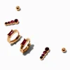 Claire's Anneaux|Clous D'oreilles-Boucles d'oreilles empilables en zircon cubique rouge couleur dorée - Lot de 3