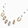Claire's Clous D'oreilles|Anneaux-Boucles d'oreilles empilables créoles ovales couleur dorée - Lot de 6