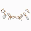 Claire's Anneaux-Boucles d'oreilles empilables perle d'imitation nœud noué couleur dorée - Lot de 3