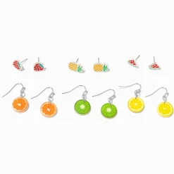 Claire's Pendantes|Clous D'oreilles-Boucles d'oreilles fruits couleurs vives - Lot de 6