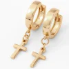 Claire's Anneaux-Boucles d'oreilles huggies croix 15 mm couleur dorée