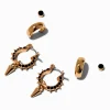 Claire's Anneaux|Clous D'oreilles-Boucles d'oreilles à pointes superposables avec strass noirs couleur dorée - Lot de 3
