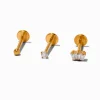 Claire's Bijoux De Piercing-Boucles d'oreilles pour piercing de cartilage non filetées 1,0 mm boule en zircon cubique et titane couleur dorée - Lot de 3