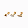 Claire's Bijoux De Piercing-Boucles d'oreilles pour piercing de cartilage non filetées clou de 1,0 mm en zircon cubique et titane couleur dorée - Lot de 3