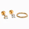 Claire's Bijoux De Piercing-Boucles d'oreilles pour piercing de cartilage 1,0 mm en zircon cubique en titane couleur dorée - Lot de 3