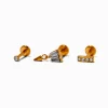 Claire's Bijoux De Piercing-Boucles d'oreilles pour piercing de cartilage non filetées 1,0 mm en strass et titane couleur dorée - Lot de 3