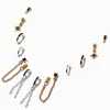 Claire's Anneaux|Pendantes-Boucles d'oreilles reliées strass noir en métaux mixtes - Lot de 6