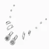 Claire's Anneaux|Clous D'oreilles-Boucles d'oreilles superposables strass perle d'imitation couleur argentée - Lot de 6