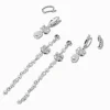 Claire's Anneaux|Pendantes-Boucles d'oreilles superposables perle d'imitation nœud couleur argentée - Lot de 3