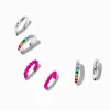 Claire's Anneaux-Boucles d'oreilles superposables anneaux tubulaires couleur argentée - Lot de 3