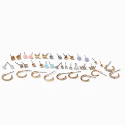Claire's Anneaux|Clous D'oreilles-Boucles d'oreilles variées papillons et roses - Lot de 20