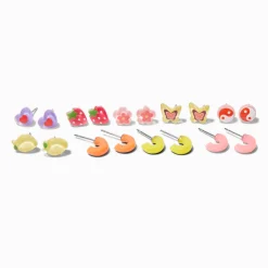 Claire's Anneaux|Clous D'oreilles-Boucles d'oreilles Yin Yang citron - Lot de 9