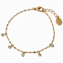 Claire's Bracelets-Bracelet avec breloques confetti délicates en zircon cubique couleur dorée