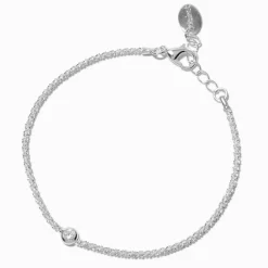 Claire's Bracelets-Bracelet avec découpe laser zircon cubique en serti clos couleur argentée