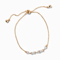 Claire's Clous D'oreilles|Bracelets-Bracelet bolo géométrique aux designs variés en zircon cubique couleur dorée