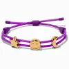 Claire's Bracelets-Bracelet bolo violet breloque étoile, visage souriant et lune couleur dorée