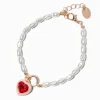 Claire's Bracelets-Bracelet breloque cœur rouge et perle d'imitation