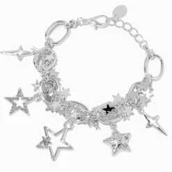 Claire's Bracelets-Bracelet à breloques avec chaîne étoiles couleur argentée