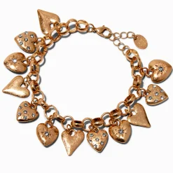 Claire's Bracelets-Bracelet à breloques cœur mixtes couleur dorée