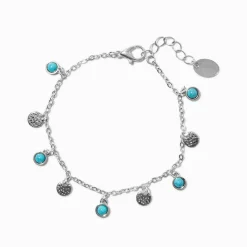 Claire's Bracelets-Bracelet à breloques pièces motifs westerns turquoise d'imitation couleur argentée