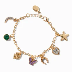 Claire's Bracelets-Bracelet à breloques porte-bonheur couleur dorée