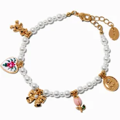 Claire's Bracelets-Bracelet breloque Uptown perle d'imitation couleur dorée