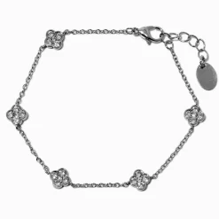 Claire's Bracelets-Bracelet chaîne trèfle en zircon cubique couleur argentée