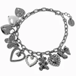 Claire's Bracelets-Bracelet de chaîne breloque maximaliste couleur argentée