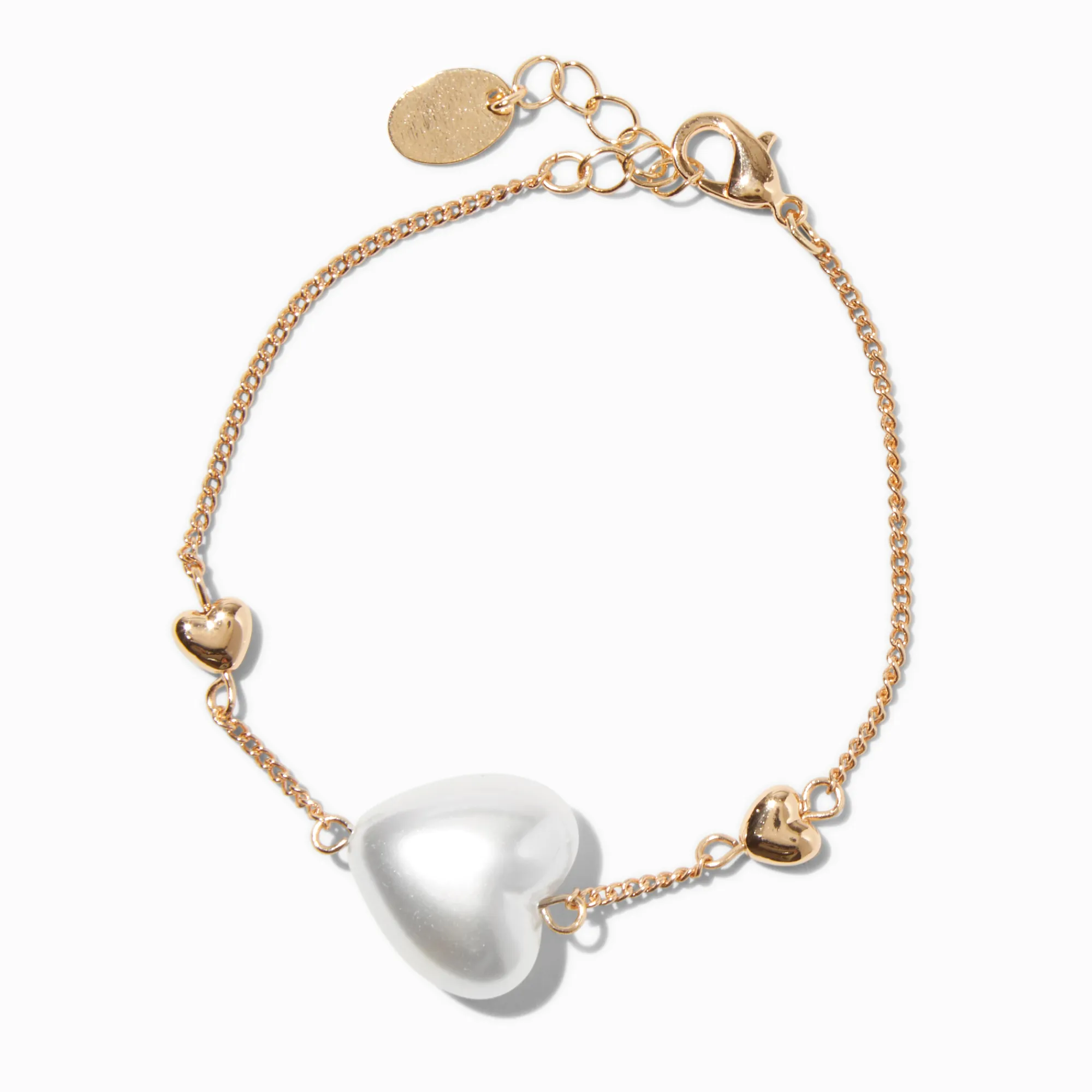 Claire's Bracelets-Bracelet de chaîne cœur perle d'imitation bombé