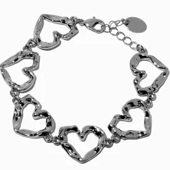 Claire's Bracelets-Bracelet de chaîne cœur texturé couleur argentée