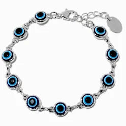 Claire's Bracelets-Bracelet de chaîne mauvais œil couleur argentée