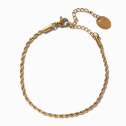 Claire's Bracelets|Bijoux Premium-Bracelet de chaîne torsadée en acier inoxydable couleur dorée