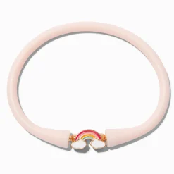 Claire's Bracelets-Bracelet en silicone arc-en-ciel rose pastel