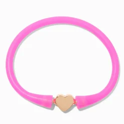 Claire's Bracelets-Bracelet en silicone cœur rose