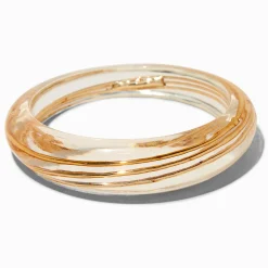 Claire's Bracelets-Bracelet fin bangle en acrylique transparent enveloppant fil métallique couleur dorée