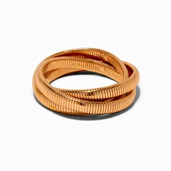 Claire's Bracelets-Bracelet fin bangle enrouleur chaîne serpent couleur dorée
