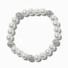 Claire's Bracelets-Bracelet élastique blanc avec boule de feu et perle d'imitation