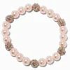 Claire's Bracelets-Bracelet élastique boule de feu couleur doré rose et perle d'imitation rose tendre