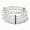 Claire's Bracelets-Bracelet élastique couleur hématite et perles d'imitation à trois rangs
