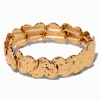 Claire's Bracelets-Bracelet élastique cœur texturé couleur dorée