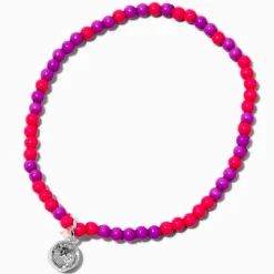 Claire's Bracelets-Bracelet élastique en perles de rocaille en strass roses et violets Claire's Club