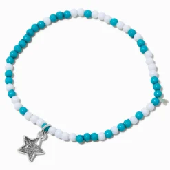 Claire's Bracelets-Bracelet élastique en perles de rocaille étoile bleue et blanche Claire's Club