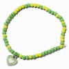 Claire's Bracelets-Bracelet élastique en perles de rocaille cœur vert et jaune Claire's Club