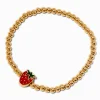 Claire's Bracelets-Bracelet élastique en perles de rocaille couleur dorée breloque fraise