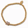 Claire's Bracelets-Bracelet élastique à initiale pavé perlé couleur dorée - M