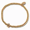 Claire's Bracelets-Bracelet élastique à initiale pavé perlé couleur dorée - L