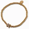 Claire's Bracelets-Bracelet élastique à initiale pavé perlé couleur dorée - K